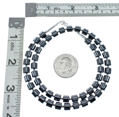Hematite Genuine Sterling Silver Southwest Bead Necklace JX128481